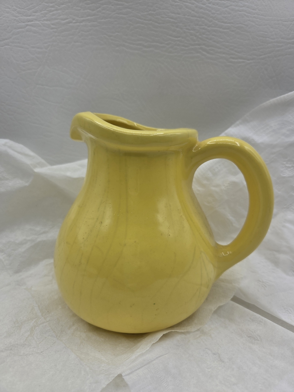 Vintage Haeger Ceramic Pottery #377 Pitcher Vase USA Bright Sunshine Yellow 6”.
